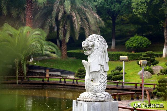 湖北宜昌：公园现新加坡鱼尾狮雕塑 市民说不认识