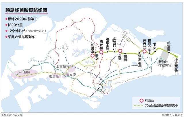 新加坡地铁跨岛线全长50公里 首阶段明年动工