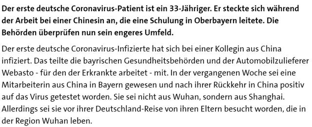 德国首例新型冠状病毒感染者曾与中国女性接触，德企发“中国禁令”