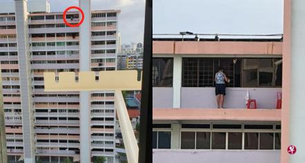 新加坡七旬老太爬18樓外淡定擦窗 鄰居嚇壞：舉報了