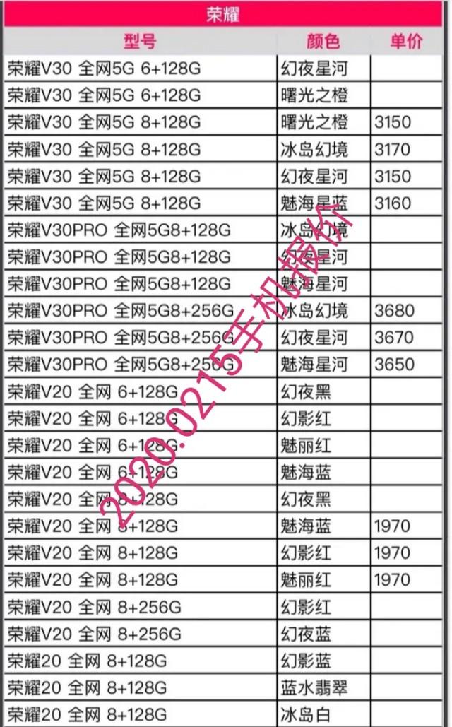 华为荣耀系列手机批发报价