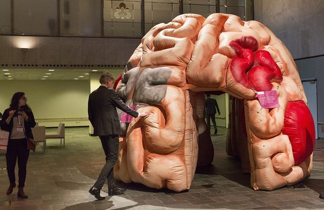 荷兰举办健康创新大会 充气“大脑”形态逼真
