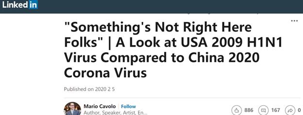 對比美國09年的H1N1病毒和中國今年的新冠病毒，有點不對勁