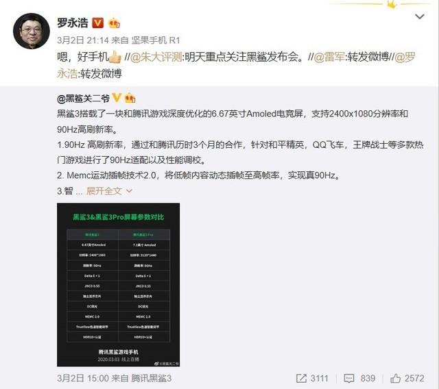 加入小米的节奏？罗永浩微博为黑鲨造势 雷军等纷纷转发