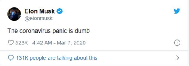 特斯拉又惹事了？CEO马斯克语出惊人，称冠状肺炎恐慌很愚蠢