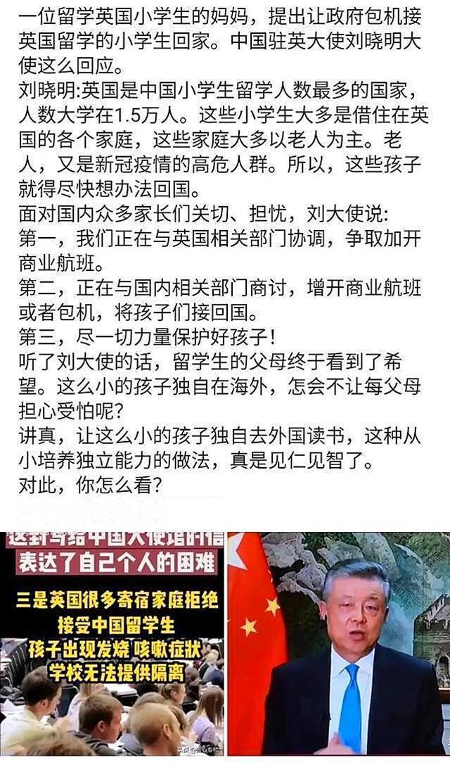 留学生家长请求包机接孩子回来，国内反响强烈，驻英大使明确表态