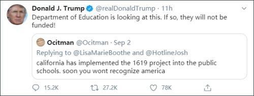 美国历史从1619算起？特朗普急了：学校这样教，不给经费