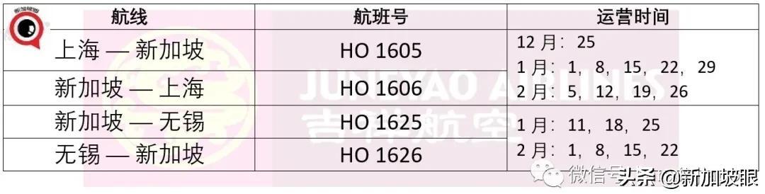 新加坡-无锡直航，1月11日起飞新加坡眼，今天