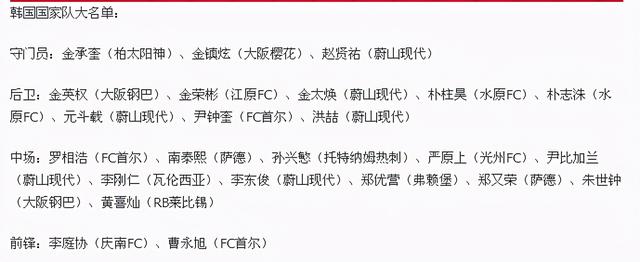 中国、日本、韩国男足名单全公布！孙兴慜8500万，一人顶一队