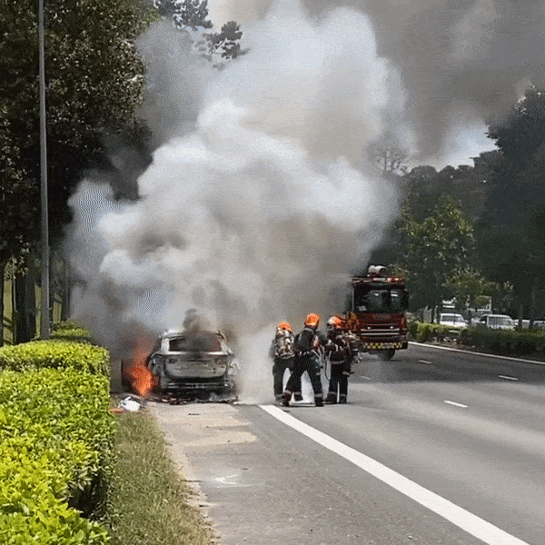 新加坡一天發生2起轎車自燃事件！火勢猛烈，寶馬燒成廢鐵
