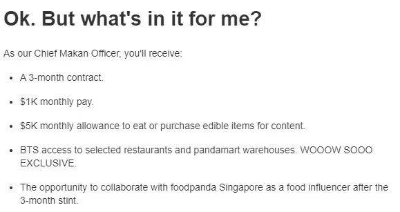 新加坡Food Panda招聘CMO，月薪1000新币+5000新币美食津贴，你来吗