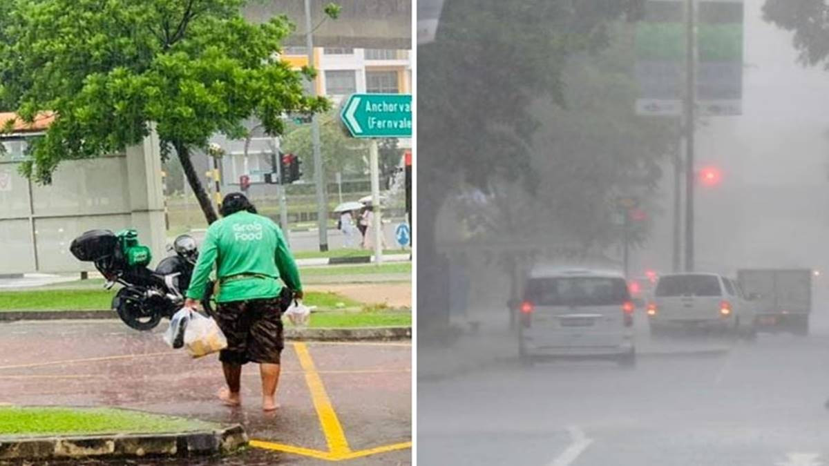 正能量！ Grabfood送餐员赤脚在大雨中行走，引起讨论