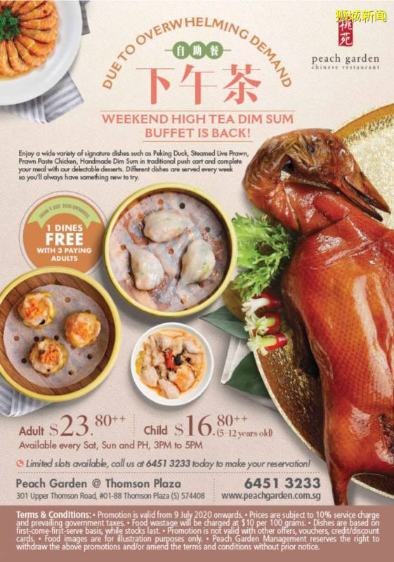 桃苑推出周末点心自助下午茶优惠：每位只要S$23.80++!超多种类精致点心随便吃