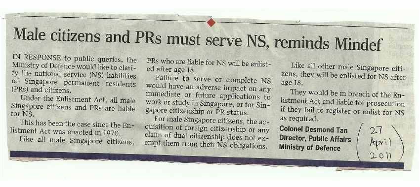 这个PR自愿要求服兵役：新加坡是我的家乡！移民后都必须当兵吗