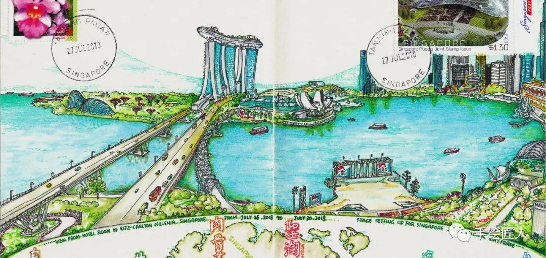 手绘新加坡全景