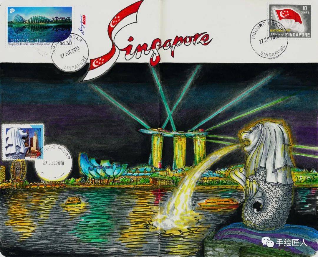 手绘新加坡全景