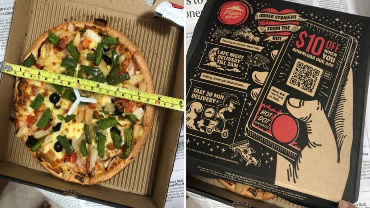 新加坡男子投诉必胜客比萨比少”1英寸”