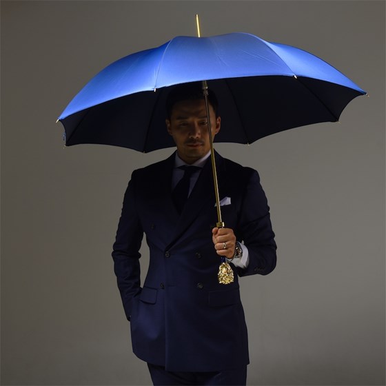 Pasotti Gold Lion Blue Umbrella - Exclusive Umbrella