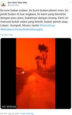 印尼显“血色”天空，网友惊呼：世界末日快到了？