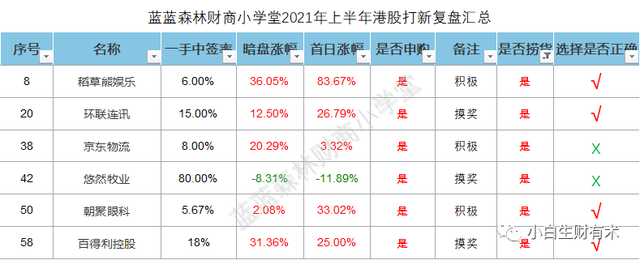 胜率仅有68%的2021上半年港股打新总结…