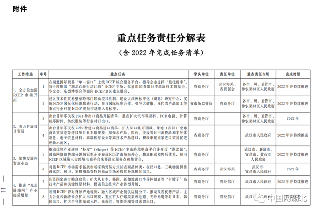 湖北省人民政府辦公廳關于印發全面落實《區域全面經濟夥伴關系協定》（RCEP）若幹措施的通知