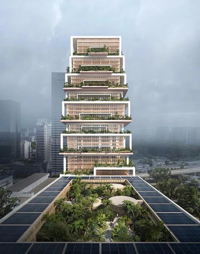 新加坡高層辦公方案，追求能源産量最大化，消耗最小化