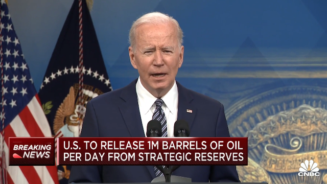 拜登宣布美國史上最大規模石油儲備釋放 美媒：可能“微不足道”