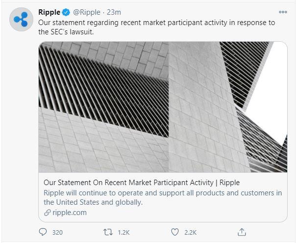 瑞波币发行公司Ripple：SEC指控未经证实，将几周内回应