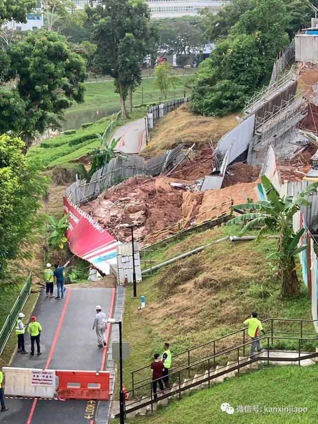 金文泰在建组屋工地发生严重土崩，道路塌方，一人受伤