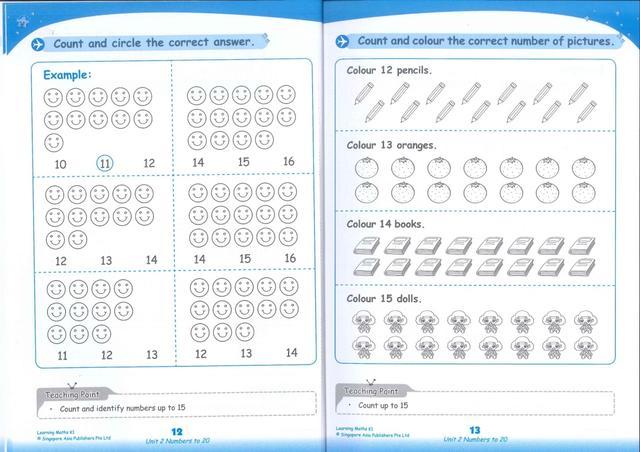 新加坡數學幼兒園N、K1、K2 learing maths 英文原版(本期資源)