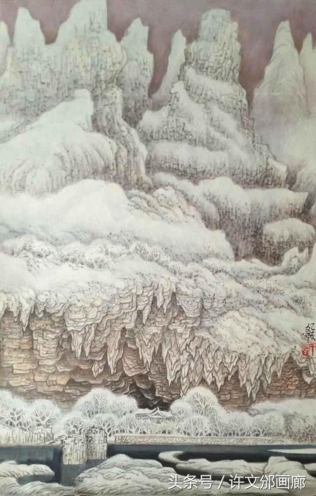 著名国画家许文邠作品《桂林月牙山》欣赏