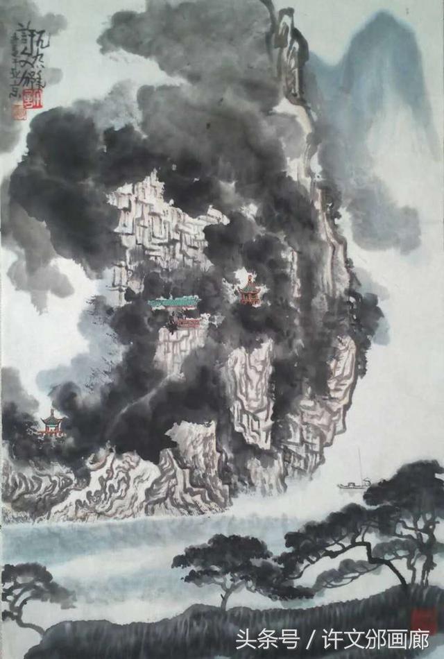 著名国画家许文邠作品《桂林月牙山》欣赏