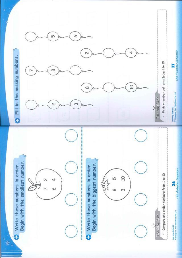 新加坡數學幼兒園N、K1、K2 learing maths 英文原版(本期資源)