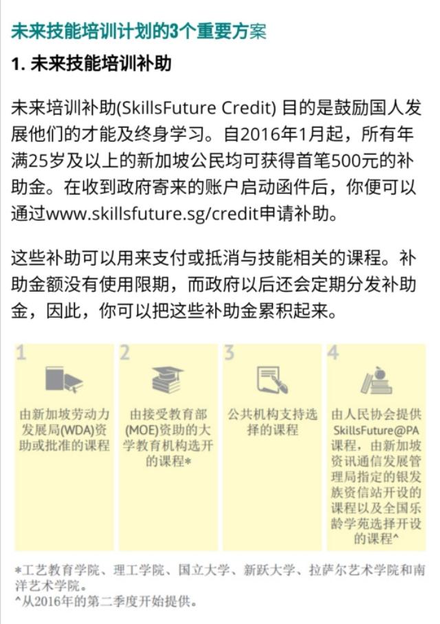 新加坡的老年人可以参加政府资助95%以上学费的就业培训计划