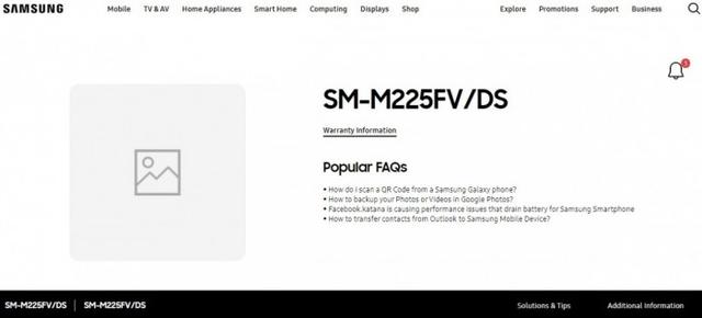 三星Galaxy M22发布在即 支持页面在新加坡和马来西亚网站上线