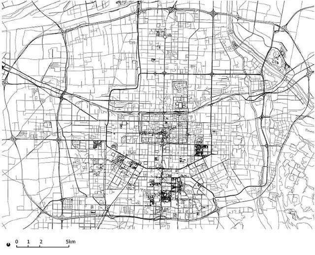 從黑白城市路網圖看中外最典型的帶狀網格狀環狀和組團式城市布局