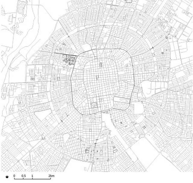 從黑白城市路網圖看中外最典型的帶狀網格狀環狀和組團式城市布局