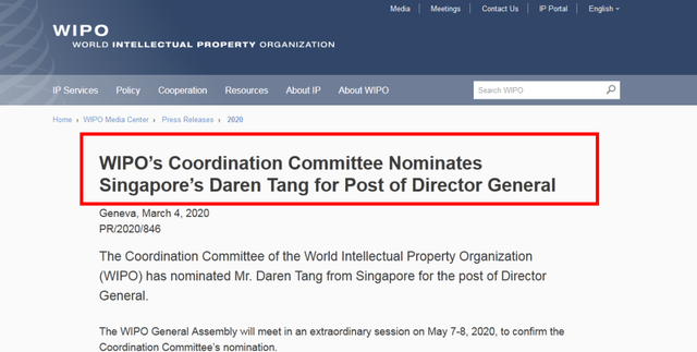 关注！新加坡人邓鸿森获WIPO新任总干事提名，竞选知识点有哪些