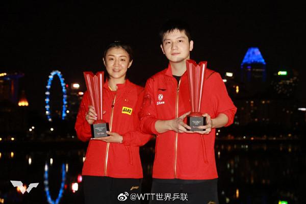 樊振东陈梦获WTT新加坡大满贯赛男女单打冠军