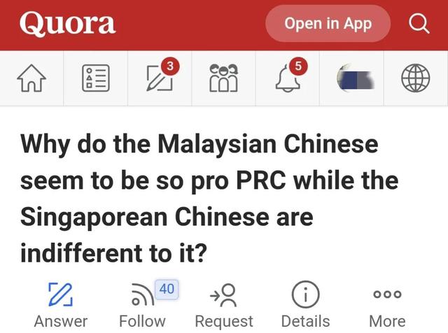 外国网友：为何马来西亚华人较亲近中国，新加坡华人却表现冷漠？